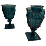 Mount Vernon Blue Water Goblets- Qty 5 | 5 1/2" Tall, 3 1/2" D | TRAY C