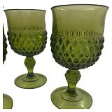 Green Water Goblets- Qty 3 | 5 1/2" Tall, 3 1/2" D | TRAY C