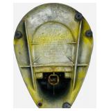 JUICER: Vintage Rival Juice-O-Mat Manual Citrus Juicer featuring a Chrome Top and a Yellow Base