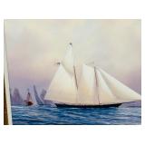 Yacht Painting 47 3/8" X 36 3/8" X 2" ***Large Silver Bubble Wrapping Bag***