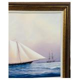 Yacht Painting 47 3/8" X 36 3/8" X 2" ***Large Silver Bubble Wrapping Bag***