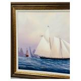 Yacht Painting 47 3/8" X 36 3/8" X 2" ***Large Silver Bubble Wrapping Bag***