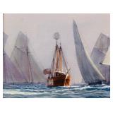 Yacht Painting 47 3/8" X 36 3/8" X 2" ***Large Silver Bubble Wrapping Bag***