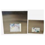 Brushed Stainless Steel Square Mixed Media Wall Sculptures featuring Koi Fish Scenes by Curtis Jere | 13" X 13" X 3/4" | 20" X 20" X 3/4"