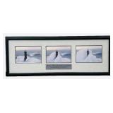 Framed Jean Guichard Triptych Art Print Titled "Phares dans la Tempete-Kereon | 40 1/4" X 15 1/4" X 1 3/8"