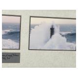 Framed Jean Guichard Triptych Art Print Titled "Phares dans la Tempete-Kereon | 40 1/4" X 15 1/4" X 1 3/8"