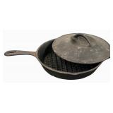 Black Cast Iron Chicken Fryer with a Hammered Finish with Lid  16 5/8" X 2.25" deep