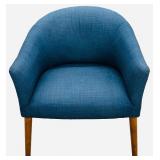 Navy Chunky Textured Accent Chair with Throw Pillow