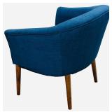 Navy Chunky Textured Accent Chair with Throw Pillow