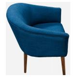 Navy Chunky Textured Accent Chair with Throw Pillow