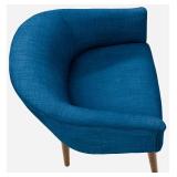 Navy Chunky Textured Accent Chair with Throw Pillow