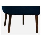 Navy Chunky Textured Accent Chair with Throw Pillow