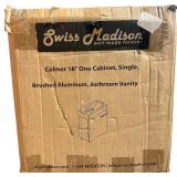 Brushed Aluminum Bathroom Vanity, Colmer 18" One Cabinet Single by Swiss Madison | BRAND NEW