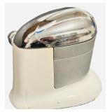 JUICER: Vintage Rival Juice-O-Mat Manual Juicer 1940s-1950s featuring a White Enamel Base and a Chrome Tilt-Top (A)