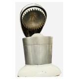 JUICER: Vintage Rival Juice-O-Mat Manual Juicer 1940s-1950s featuring a White Enamel Base and a Chrome Tilt-Top (A)