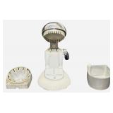 JUICER: Vintage Rival Juice-O-Mat Manual Juicer 1940s-1950s featuring a White Enamel Base and a Chrome Tilt-Top (A)