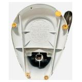 JUICER: Vintage Rival Juice-O-Mat Manual Juicer 1940s-1950s featuring a White Enamel Base and a Chrome Tilt-Top (A)