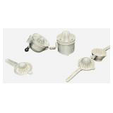 JUICER: Vintage Aluminum Citrus Juicers - Qty 5 (C) The hand-cranked models are commonly referred to as "Gem Squeezers".