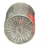 JUICER: Vintage Rival Juice-O-Mat Manual Citrus Juicer featuring a Red Base and Chrome Top (G)