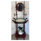 Vintage Wash Stand with Bowl and Pitcher