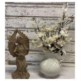 Ironstone White Pitcher and Angel Figurine