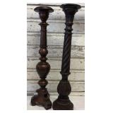 Pair of Dark Brown Tall Candle Holders
