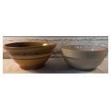 2 Primitive Stoneware Bowls