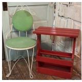 Metal Parlor Chair and Red Table