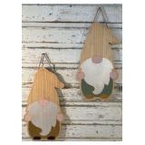 Two Wood Hanging Gnomes
