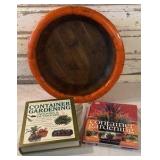 Wood Planter and 2 Container Gardening Books
