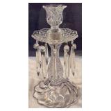 Heavy Glass Candle Holder with Crystal Prisms