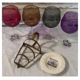 Brass Ashtray Holder, Wine Glasses, Minnesota Ashtray