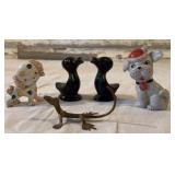 Blue Mountain Pottery Ducks, Circus Dog, Vintage Ceramic Dog, Brass Lizard