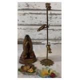 Chalkware Praying Hands, MCM Brass Hands Clip, Trinket Dishes