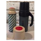 Three Vintage Thermos Bottles