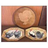 Lot of 3 Chicken and Rooster Trays