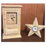 Vintage Bulova Mantel Clock and Metal Star Framed Clock
