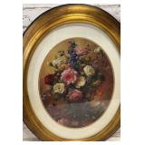Oval Framed Floral Picture