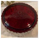 1940s Ruby Powder Dish, Trinket Containers and Brass Photo Frame