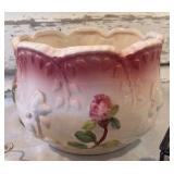 Elegant Planter, Metal Wall Pocket, Victorian Crochet Reticule. Glass Trinket Box