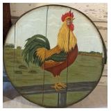 Hand Painted Rooster Cheese Box, Country Cottage Wall Pocket, Painted Parrot Decor