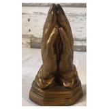 Chalkware Praying Hands, MCM Brass Hands Clip, Trinket Dishes