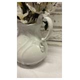 Ironstone White Pitcher and Angel Figurine
