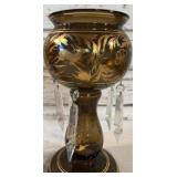 Antique Bohemian Smoky Glass Mantel Lusters