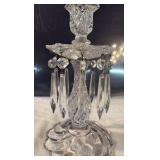 Heavy Glass Candle Holder with Crystal Prisms
