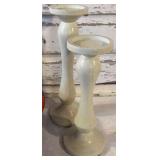 Nice Wood Bowl and Pair of Wooden Candle Holders
