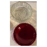 1940s Ruby Powder Dish, Trinket Containers and Brass Photo Frame