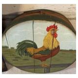 Hand Painted Rooster Cheese Box, Country Cottage Wall Pocket, Painted Parrot Decor