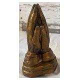 Chalkware Praying Hands, MCM Brass Hands Clip, Trinket Dishes