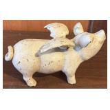 Vintage When Pigs Fly Cast Iron Bank